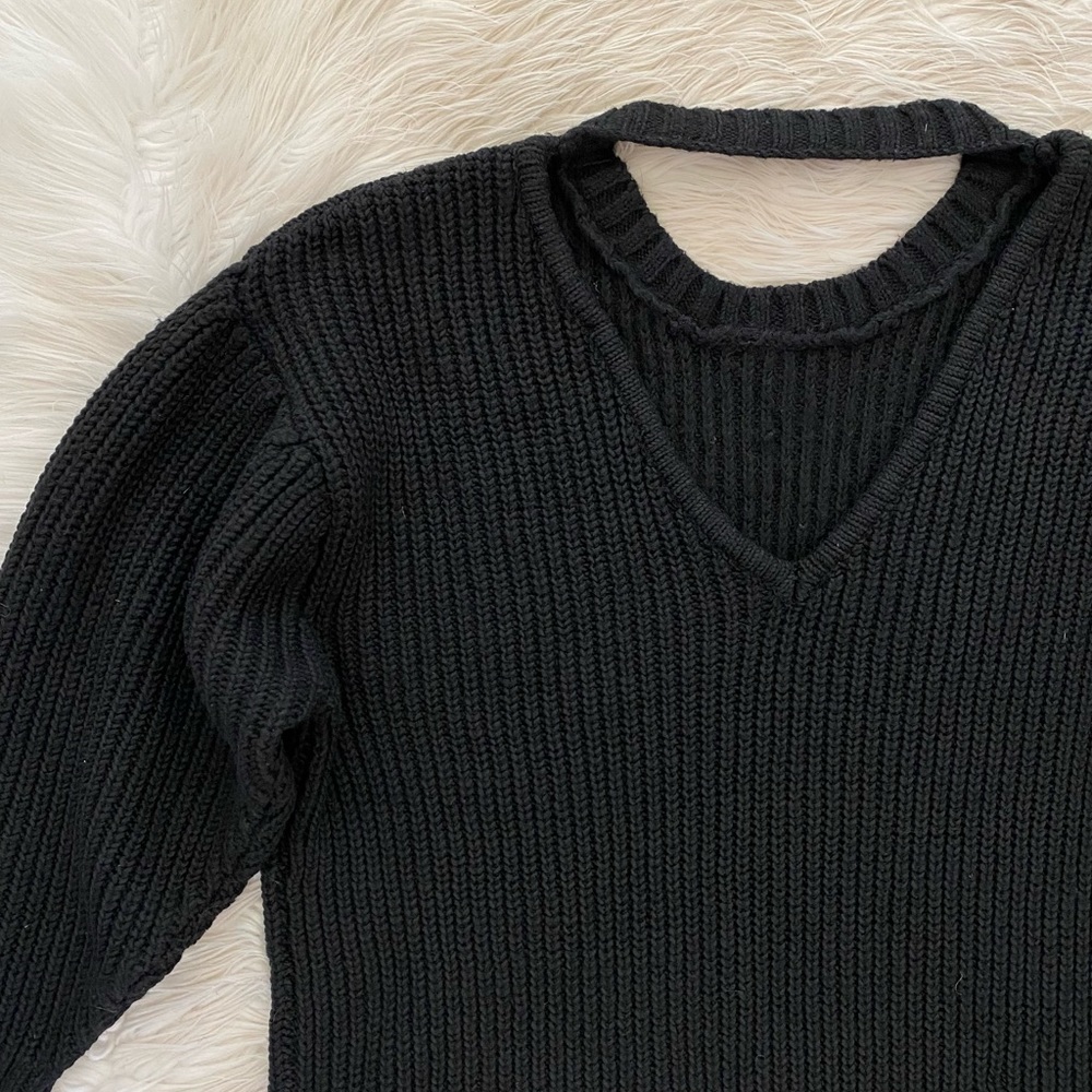 Eloquii Black Knit Open Back Puff Sleeve Sweater Dress 18/20 - Picture 7 of 10